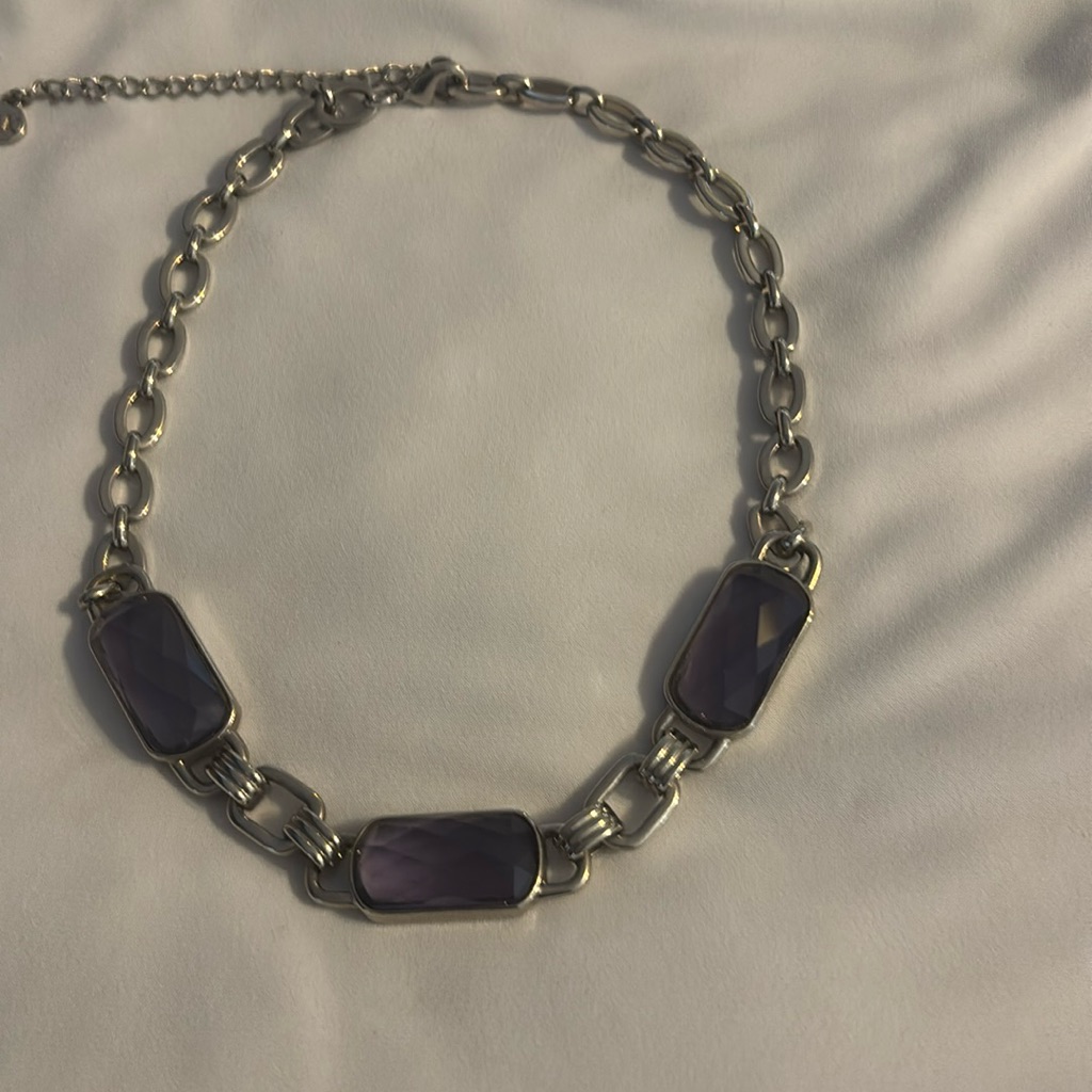 Ann Klein Silver Purple Stone Necklace 9$